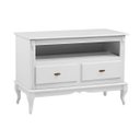 Ver imagem 2 de Rack para Sala com Pés Luiz Xv 2 Gavetas e Nicho 60502 Linz Móveis - Laca Branco