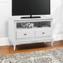 Ver imagem 1 de Rack para Sala com Pés Luiz Xv 2 Gavetas e Nicho 60502 Linz Móveis - Laca Branco
