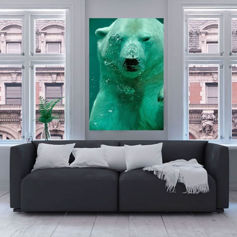 Painel de Parede Urso Polar Branco Mergulhando - 1