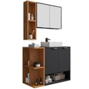 Ver imagem 1 de Gabinete Espelheira e Cuba Branca 70 Cm Ibiza Preto Fosco Naturalle Bechara