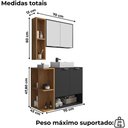 Ver imagem 3 de Gabinete Espelheira e Cuba Branca 70 Cm Ibiza Preto Fosco Naturalle Bechara