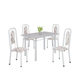 Conjunto de Mesa Tubular 120cm X 75cm Tampo Granito Ocre com 4 Cadeiras Lara - 2