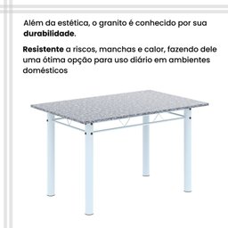 Conjunto de Mesa Tubular 120cm X 75cm Tampo Granito Ocre com 4 Cadeiras Lara - 6