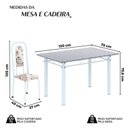 Ver imagem 3 de Conjunto de Mesa Tubular 120cm x 75cm Tampo Granito Ocre com 4 Cadeiras Lara Branco/Arabesco