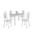 Ver imagem 2 de Conjunto de Mesa Tubular 120cm x 75cm Tampo Granito Ocre com 4 Cadeiras Lara Branco/Arabesco