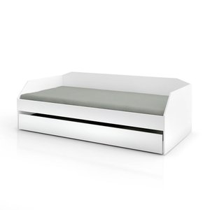 Bicama Solteiro Multifuncional Duo Luxo com Cama Auxiliar em Mdf Premium Branco