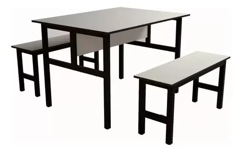 Conjunto Mesa para Refeitório 4 Lugares com Bancos Separados - 2