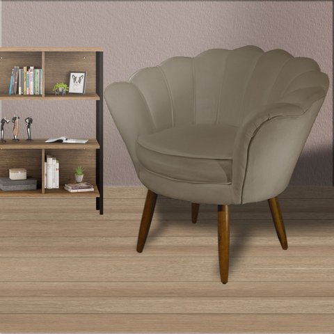Conjunto 2 Poltronas Pétala Decorativa Estofada Suede Cappuccino - Incasa Decor