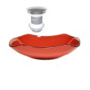 Ver imagem 1 de CUBA DE VIDRO ABAULADA 45CM VERMELHO FERRARI + VALVULA CLICK