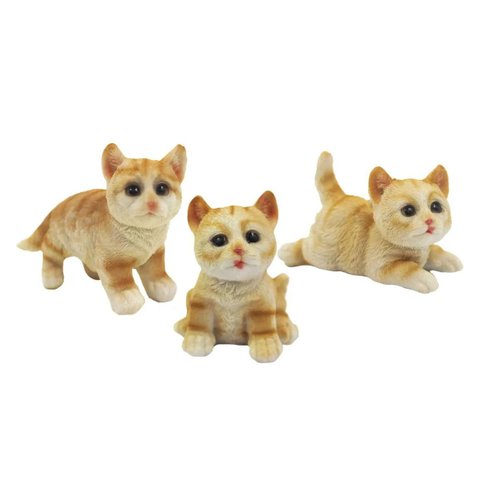 Kit 3 Gatos Decorativos em Resina 8,5cm – Trio Charme para o Lar