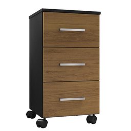 Gaveteiro Pietra Flex 3 Gavetas Preto/Freijó - PR Móveis - 1