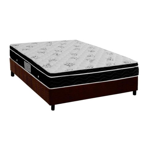 Cama Box Casal: Colchão Molas Bonnel Ortobom Nanolastic Physical Spring + Base CRC Suede Brown(