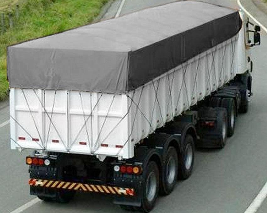 Lona CK600 2,5x2,5m Cinza em Pvc Com Ilhós em Latão Para Caminhão e Transporte Carga 650gr/m²