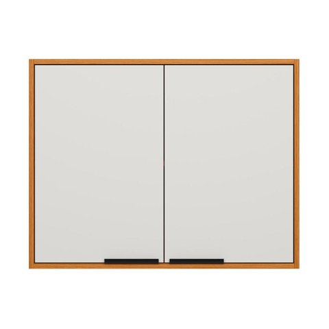 Armario Aereo 80 cm 2 Portas Ravena Freijo Off Acetinado Poliman
