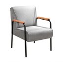Ver imagem 1 de Poltrona Jade em Linho com Braços de Metal Cinza 320 Bella Decor