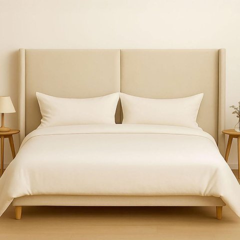 Cabeceira Cama King 210cm Estofada Linho ou Veludo Editável Cor:veludo Luxor Creme