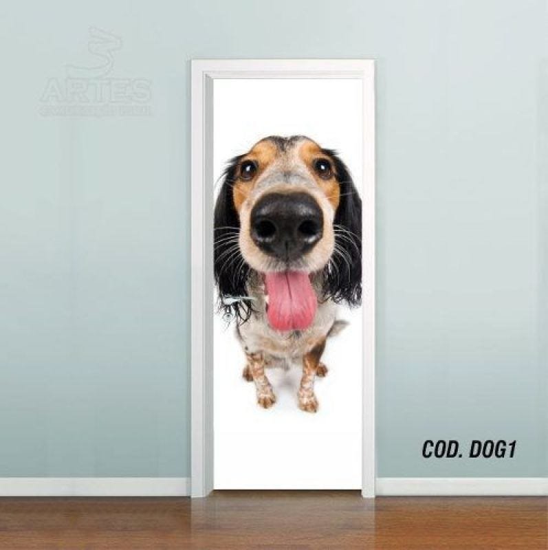 Adesivo De Porta Cachorro Pet Dog Puppy #01 - 0,60x2,10m - 1