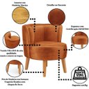 Ver imagem 4 de Poltrona Moderna Aconchegante para Sala de Jantar Pés de Madeira Reforçado Tecido Veludo Resistente