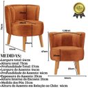 Ver imagem 3 de Poltrona Moderna Aconchegante para Sala de Jantar Pés de Madeira Reforçado Tecido Veludo Resistente