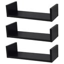 Ver imagem 2 de Kit 3 Prateleiras U 40 x 15cm Preta Suporte Invisível