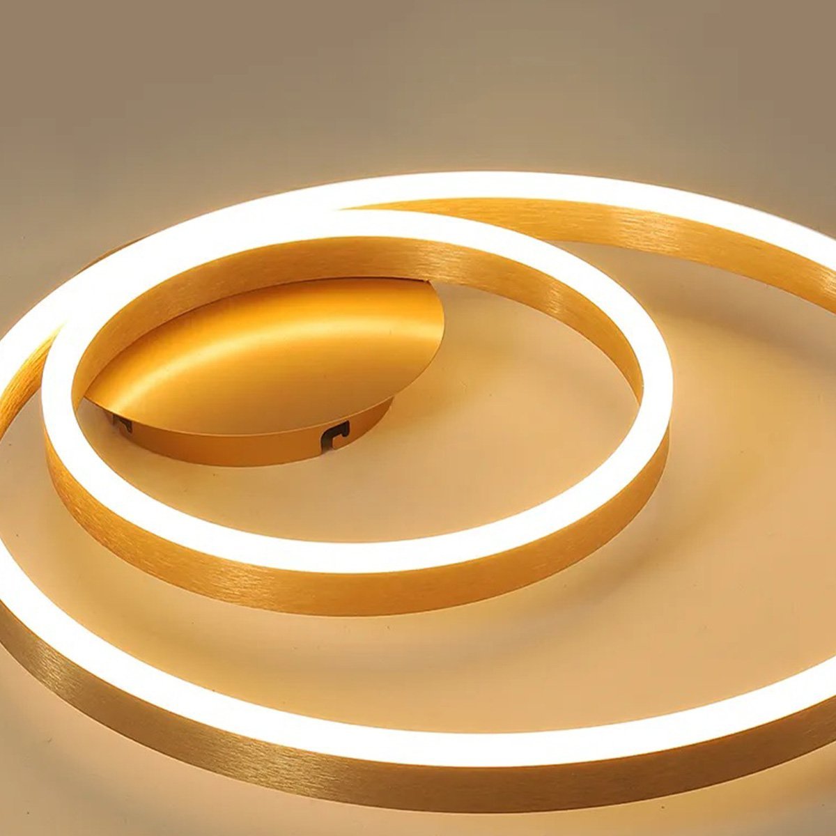 Paflon Orbita Dourada Sobrepor 50 cm Luxo Decoraçao Rustica 2 Aneis Moderna Sala De Estar Luminaria  - 3