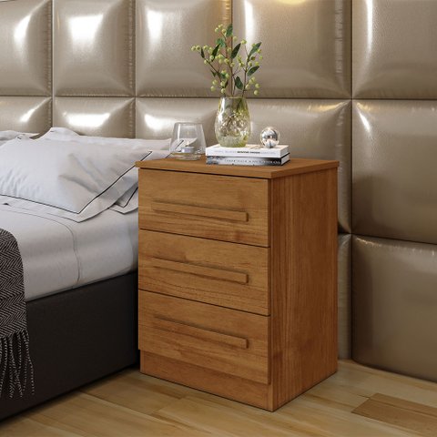 Mesa de Cabeceira Império 3 Gavetas Benetil Móveis