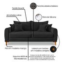 Ver imagem 7 de Sofá 2 Lugares 1,60m Estofado em Bouclé Preto com Pés de Madeira - Logan Lucadi Home