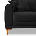 Ver imagem 5 de Sofá 2 Lugares 1,60m Estofado em Bouclé Preto com Pés de Madeira - Logan Lucadi Home