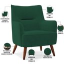 Ver imagem 4 de Poltrona Decorativa Fixa Pés de Madeira Isabella D02 Veludo Verde B-303 - Lyam Decor