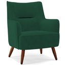 Ver imagem 1 de Poltrona Decorativa Fixa Pés de Madeira Isabella D02 Veludo Verde B-303 - Lyam Decor