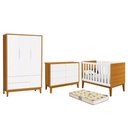 Ver imagem 1 de Dormitório Completo Infantil Classic 3 Portas, Cômoda 6 Gavetas, Berço Branco/Savana com Pés