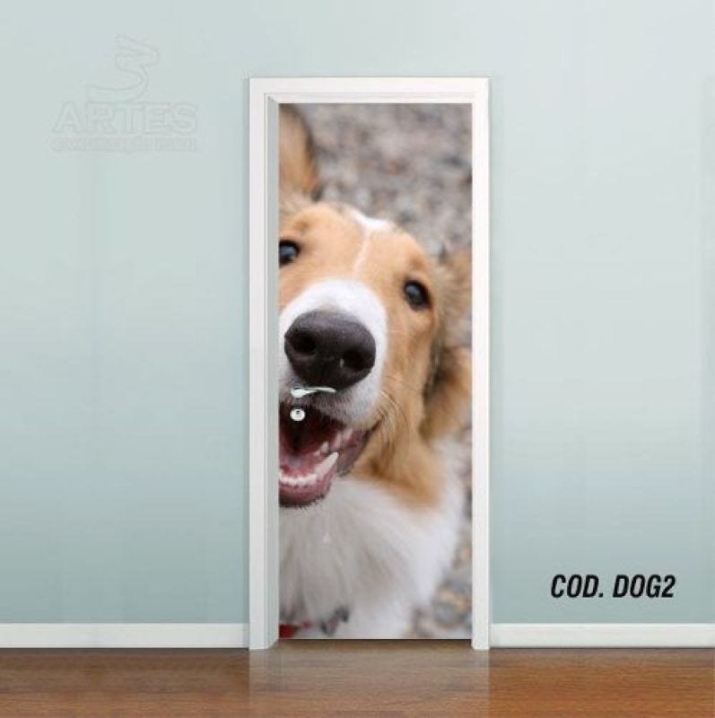 Adesivo De Porta Cachorro Pet Dog Puppy #02 - 0,90x2,10m - 1