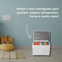 Ver imagem 5 de Bau Retangular Corino 55cm Decoração Guarda Objetos Brinquedos - Branco