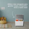 Bau Retangular Corino 55cm Decoração Guarda Objetos Brinquedos - Branco - 5