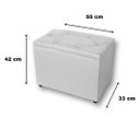 Ver imagem 2 de Bau Retangular Corino 55cm Decoração Guarda Objetos Brinquedos - Branco