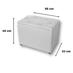 Bau Retangular Corino 55cm Decoração Guarda Objetos Brinquedos - Branco - 2