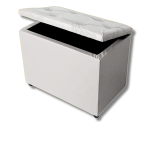 Bau Retangular Corino 55cm Decoração Guarda Objetos Brinquedos - Branco