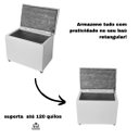 Ver imagem 3 de Bau Retangular Corino 55cm Decoração Guarda Objetos Brinquedos - Branco