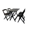 Conjunto Mesa Dobrável Madeira 120x70cm com 4 Cadeiras Preto - 2