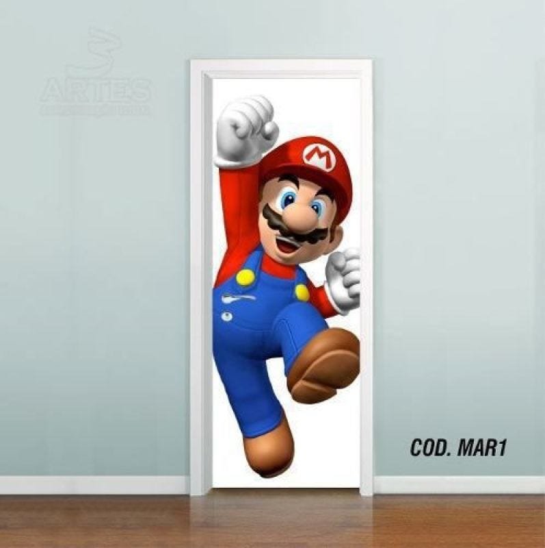 Adesivo De Porta Super Mario Bross #01 - 1,00x2,10m - 1