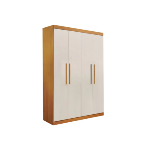 Guarda Roupa Solteiro 4 Portas 3 Gavetas Ubatuba - Móveis Valverde - Off White/cinamomo
