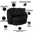 Ver imagem 4 de Poltrona Decorativa para Sala de Estar Base Fixa Pés Madeira Witta M03 Couríssimo Preto - Lyam Decor