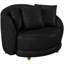 Ver imagem 1 de Poltrona Decorativa para Sala de Estar Base Fixa Pés Madeira Witta M03 Couríssimo Preto - Lyam Decor