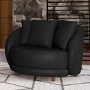 Ver imagem 2 de Poltrona Decorativa para Sala de Estar Base Fixa Pés Madeira Witta M03 Couríssimo Preto - Lyam Decor