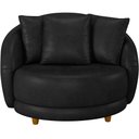 Ver imagem 3 de Poltrona Decorativa para Sala de Estar Base Fixa Pés Madeira Witta M03 Couríssimo Preto - Lyam Decor