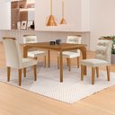 Ver imagem 1 de Mesa de Jantar Liz 120cm Mdf Canto Copo e com 4 Cadeiras Carol