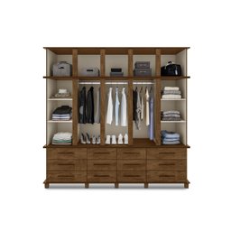 Guarda Roupas Berlim 100% Mdf C/ 10 Portas 12 Gavetas Pés Madeira - Luapa - Malbec/off - 2