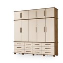 Ver imagem 1 de Guarda Roupas Berlim 100% Mdf C/ 10 Portas 12 Gavetas Pés Madeira - Luapa - Malbec/off