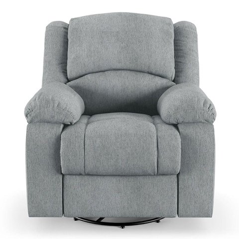 Poltrona do Papai Reclinável Sala de Cinema Barcelona Glider Manual Giratória Linho Cinza