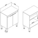 Ver imagem 3 de Balcão Isabele 600x790x390 mm 2 Portas Marrom/Mel/Off White